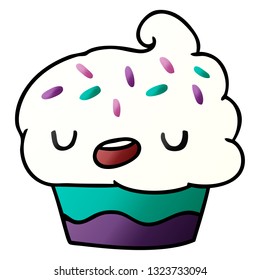gradient cartoon illustration kawaii of a cute cupcake