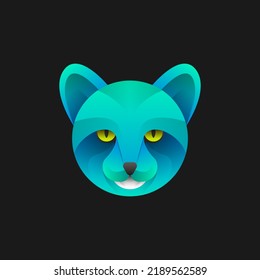Gradient cat head minimal abstract colorful 
logo illustration 