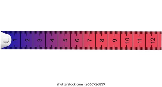 Gradient Centimeter And Inches Measuring Tape Tool Vector Illustration.	