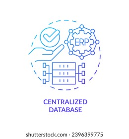 Gradient centralized database icon concept, isolated vector, enterprise resource planning thin line illustration.