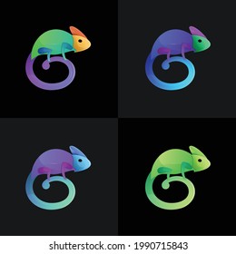 Gradient Chameleon Logo Design in Colorful Vibrant Modern Style Illustration