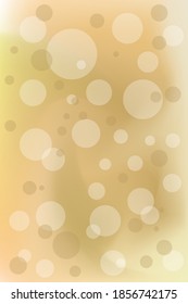 Gradient champagne beige background. Smooth transitions of delicate pastel colors and bubbles of transparent circles.  for printing cover, template, place for text, web screens, social networks