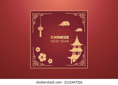 Gradient chinese new year labels banner Vector illustration.