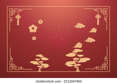 Gradient chinese new year labels banner Vector illustration.