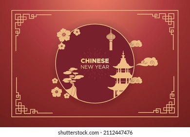 Gradient chinese new year labels banner Vector illustration.