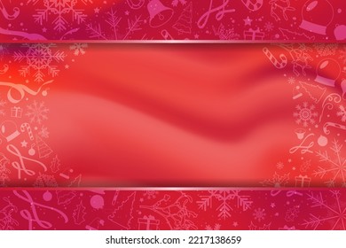 Gradient Christmas Banner. Xmas Background design of red purple gradient motion with red shining frame and soft white Christmas patterned designs. Christmas header. Vector Illustration. EPS 10.
