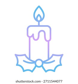 Gradient Christmas candle icon vector illustration