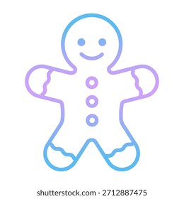 Gradient Christmas gingerbread man icon vector illustration