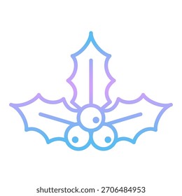 Gradient Christmas holly icon vector illustration