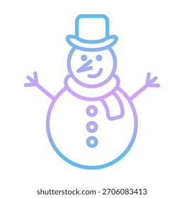 Ilustración vectorial de icono de muñeco de nieve de Navidades degradadas