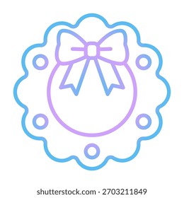 Gradient Christmas wreath icon vector illustration
