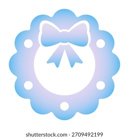 Gradient Christmas wreath icon vector illustration