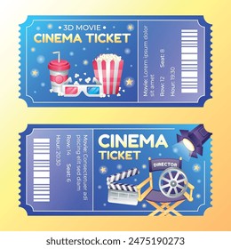 Gradient cinema ticket template set 