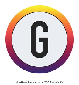 Gradient Circle with Bold : A vibrant circular graphic with a smooth yellow to purple gradient framing a prominent black Capital letter G on a light gray center. Ideal for initial concepts