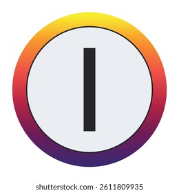 Gradient Circle with Bold : A vibrant circular graphic with a smooth yellow to purple gradient framing a prominent black Capital letter I on a light gray center. Ideal for initial concepts