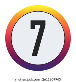 Gradient Circle with Bold : A vibrant circular graphic with a smooth yellow to purple gradient framing a prominent black Number 7 on a light gray center. Ideal for initial concepts