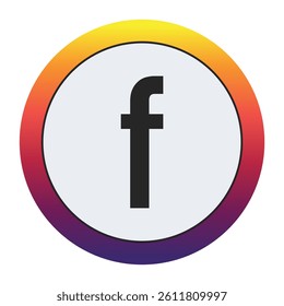 Gradient Circle with Bold : A vibrant circular graphic with a smooth yellow to purple gradient framing a prominent black Lowercase letter f on a light gray center. Ideal for initial concepts