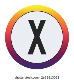 Gradient Circle with Bold : A vibrant circular graphic with a smooth yellow to purple gradient framing a prominent black Capital letter X on a light gray center. Ideal for initial concept