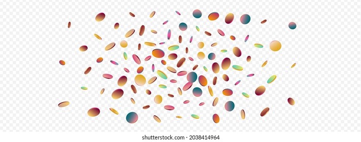 Gradient Circle Carnival Panoramic Transparent Background. Unicorn Christmas Confetti Illustration. Festival Wallpaper. Holographic Decoration Invitation.
