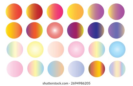 “Vibrant gradient circle collection. Colorful round shapes in rainbow, pastel, and warm tones ideal for modern design, digital backgrounds, and creative templates.”