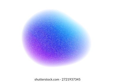 Farbverlauf-Kreisdesign mit unscharfer y2k-Aura und Neonblau- und Purpurtönen. Weiche Mesh-Textur mit körniger holografischer Form, strahlend durchscheinender Wasserfarbe und irisierendem Lichteffekt.