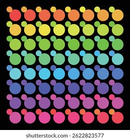 A Gradient Circle Grid with Many Colors and Shades