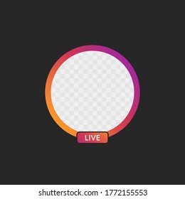 Gradient circle profile frame for live streaming on social media on a black background