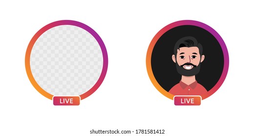 Gradient circle profile frame for live streaming on social media on a black background