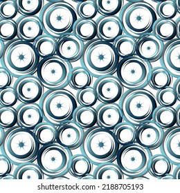Gradient circles in an abstract pattern.Vector seamless pattern with colored round shapes on a transparent background.