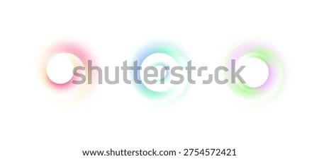 Gradient circles background, color gradation with halftone effect. Vibrant design colorful swirls. Gradient blur circle pattern with grain dots design. Rainbow rgb color spectrum. Vector illustration

