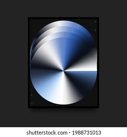 Círculos degradados. Discos en fondo negro. Afiche minimalista de estilo suizo. Ilustración del vector