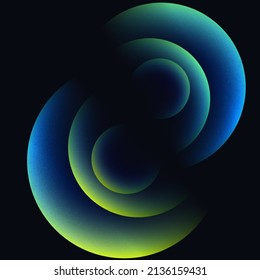 Gradient circles on a dark background. Vector illustration of a set of concentric circles with a gradient. A sketch for creativity.