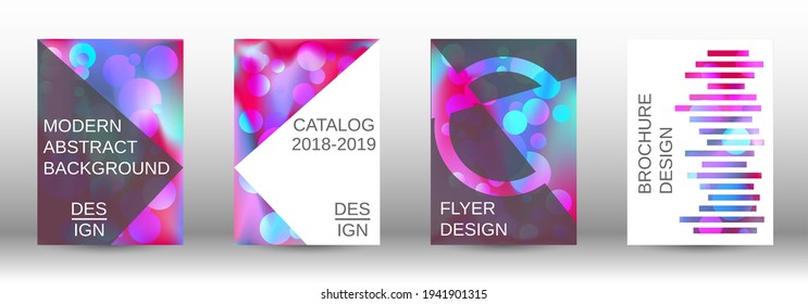 Gradient circles on a holographic background. A set of modern abstract covers. Future futuristic template with abstract balls for design of banner, poster, booklet, report, magazine.