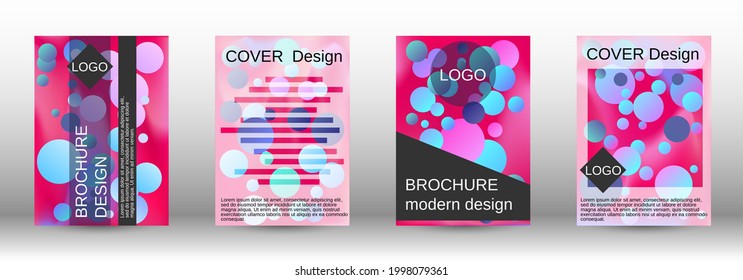 Gradient circles on a holographic background. A set of modern abstract covers. Future futuristic template with abstract balls for design of banner, poster, booklet, report, magazine.