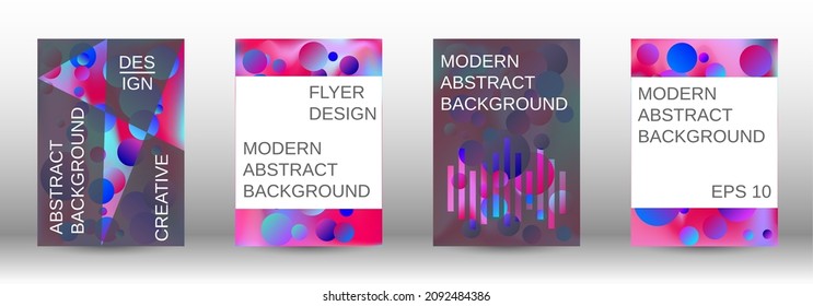 Farbkreise auf holografischem Hintergrund. Eine Reihe moderner abstrakter Cover. Zukünftige futuristische Vorlage mit abstrakten Bälle für die Gestaltung von Banner, Poster, Broschüre, Bericht, Magazin.