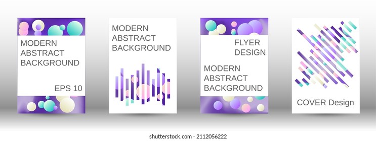 Gradient circles on a holographic background. A set of modern abstract covers. Future futuristic template with abstract balls for design of banner, poster, booklet, report, magazine.