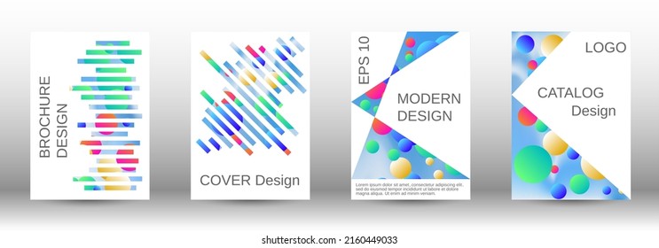 Gradient circles on a holographic background. A set of modern abstract covers. Future futuristic template with abstract balls for design of banner, poster, booklet, report, magazine.