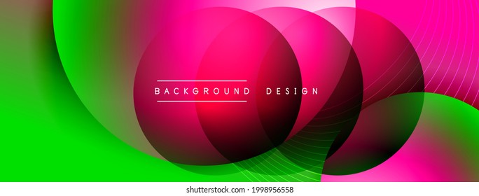 Gradient circles with shadows. Vector techno abstract background. Modern overlapping forms wallpaper background, design template