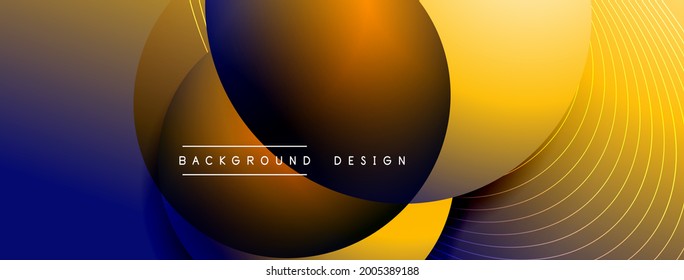 Gradient circles with shadows. Vector techno abstract background. Modern overlapping forms wallpaper background, design template