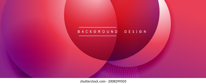 Gradient circles with shadows. Vector techno abstract background. Modern overlapping forms wallpaper background, design template