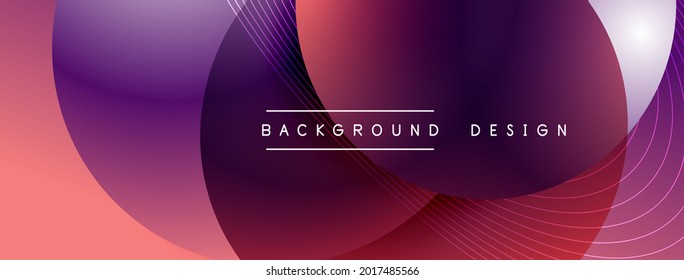 Gradient circles with shadows. Vector techno abstract background. Modern overlapping forms wallpaper background, design template