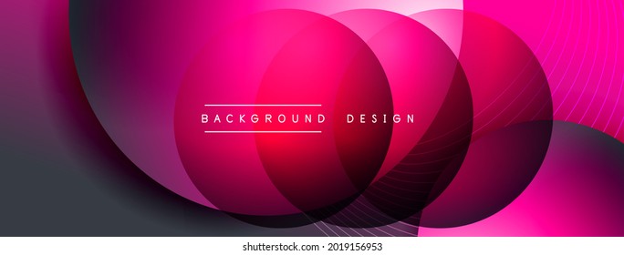 Gradient circles with shadows. Vector techno abstract background. Modern overlapping forms wallpaper background, design template