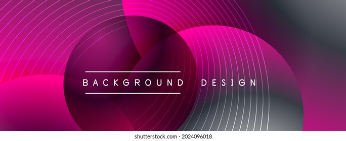 Gradient circles with shadows. Vector techno abstract background. Modern overlapping forms wallpaper background, design template