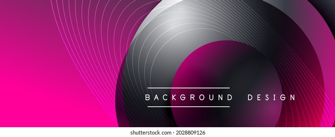 Gradient circles with shadows. Vector techno abstract background. Modern overlapping forms wallpaper background, design template