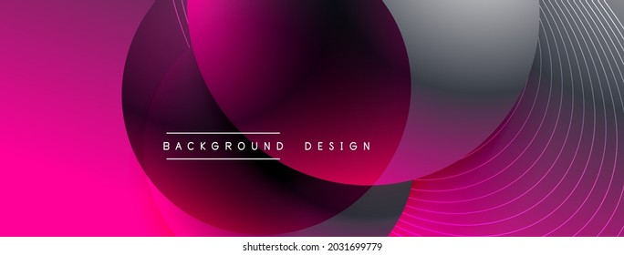 Gradient circles with shadows. Vector techno abstract background. Modern overlapping forms wallpaper background, design template