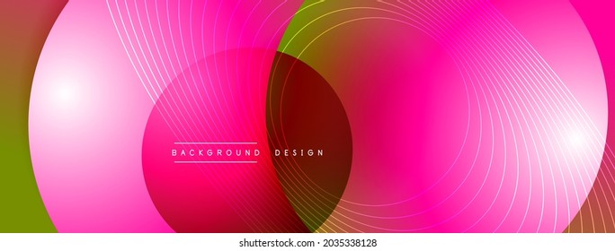 Gradient circles with shadows. Vector techno abstract background. Modern overlapping forms wallpaper background, design template