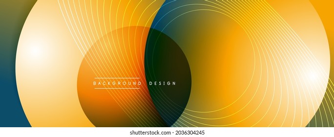 Gradient circles with shadows. Vector techno abstract background. Modern overlapping forms wallpaper background, design template