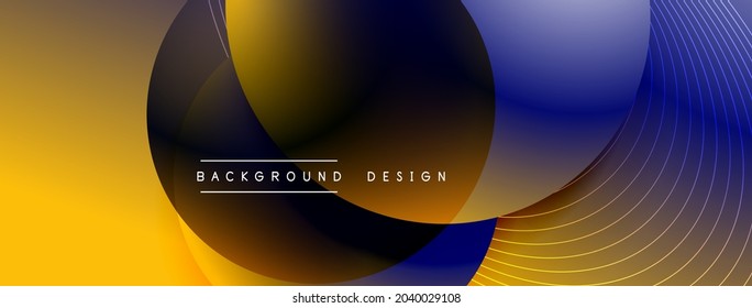 Gradient circles with shadows. Vector techno abstract background. Modern overlapping forms wallpaper background, design template