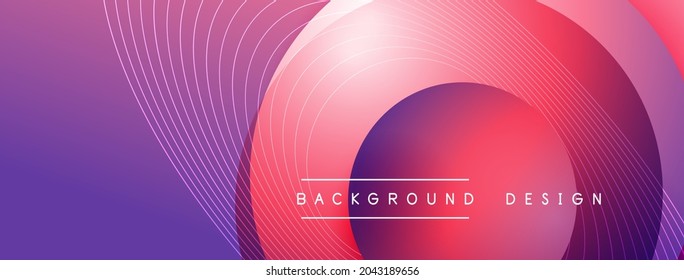 Gradient circles with shadows. Vector techno abstract background. Modern overlapping forms wallpaper background, design template