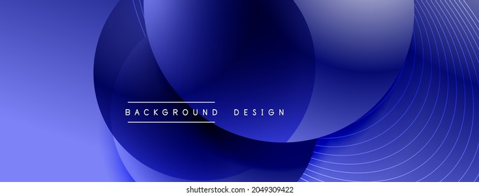 Gradient circles with shadows. Vector techno abstract background. Modern overlapping forms wallpaper background, design template